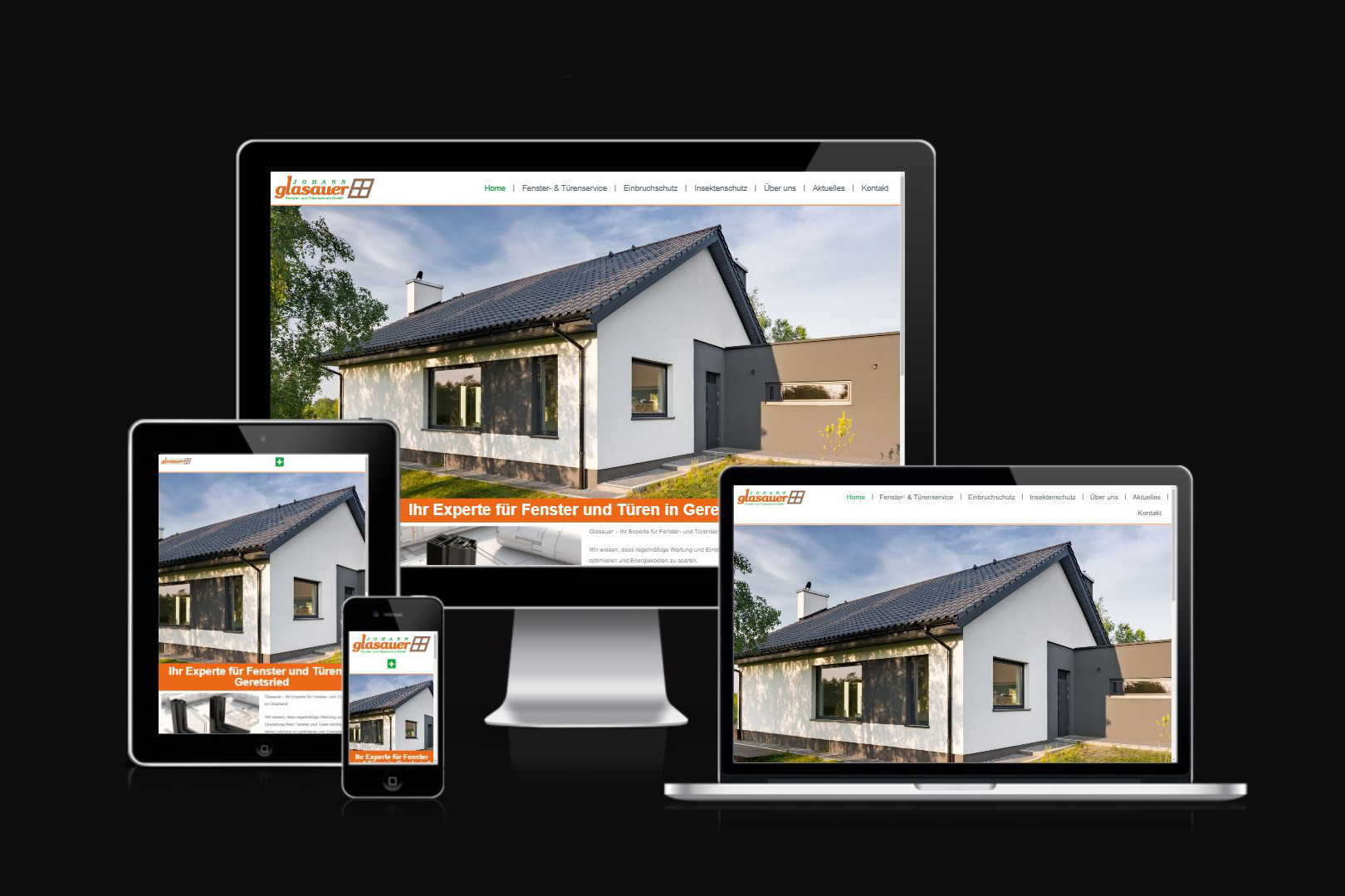 Webdesign-Projekt in Lenggries: Die Startseite der neuen Website für Johann Glasauer, Experte für Fenster und Türen