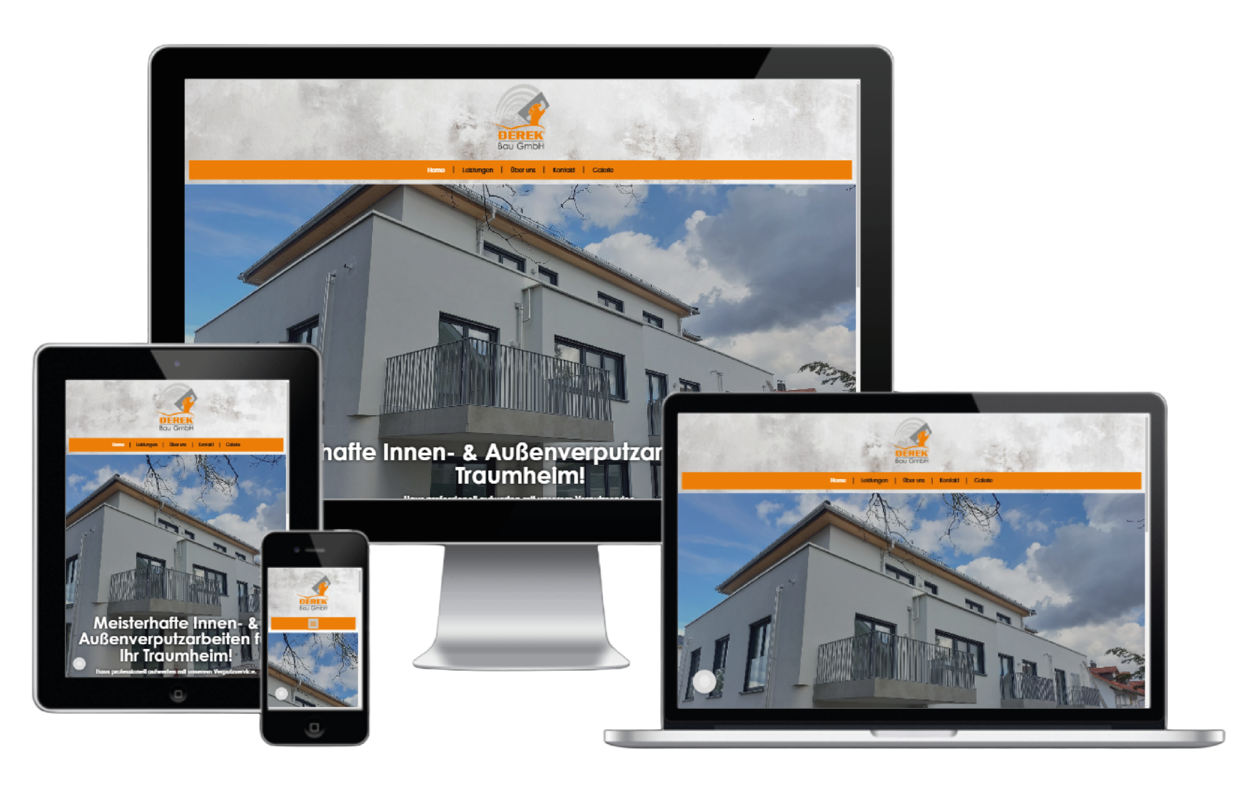 Webdesign-Referenz für Derek Bau GmbH Geretsried – Responsive Website mit SEO und rechtssicheren Texten.