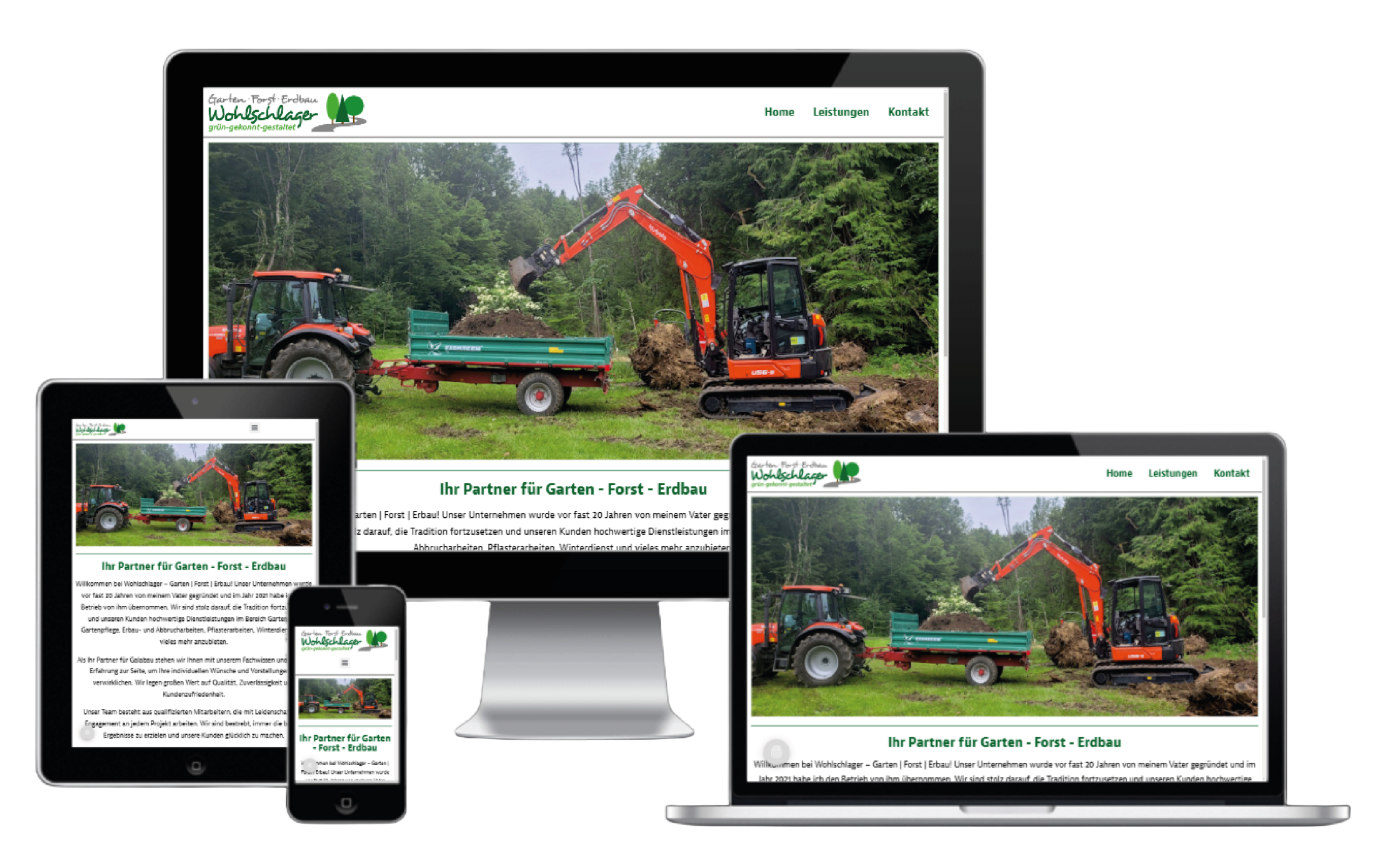 Website für Wohlschlager Garten-Forst-Erdbau in Bairawies, gestaltet von Tränkl Consulting.