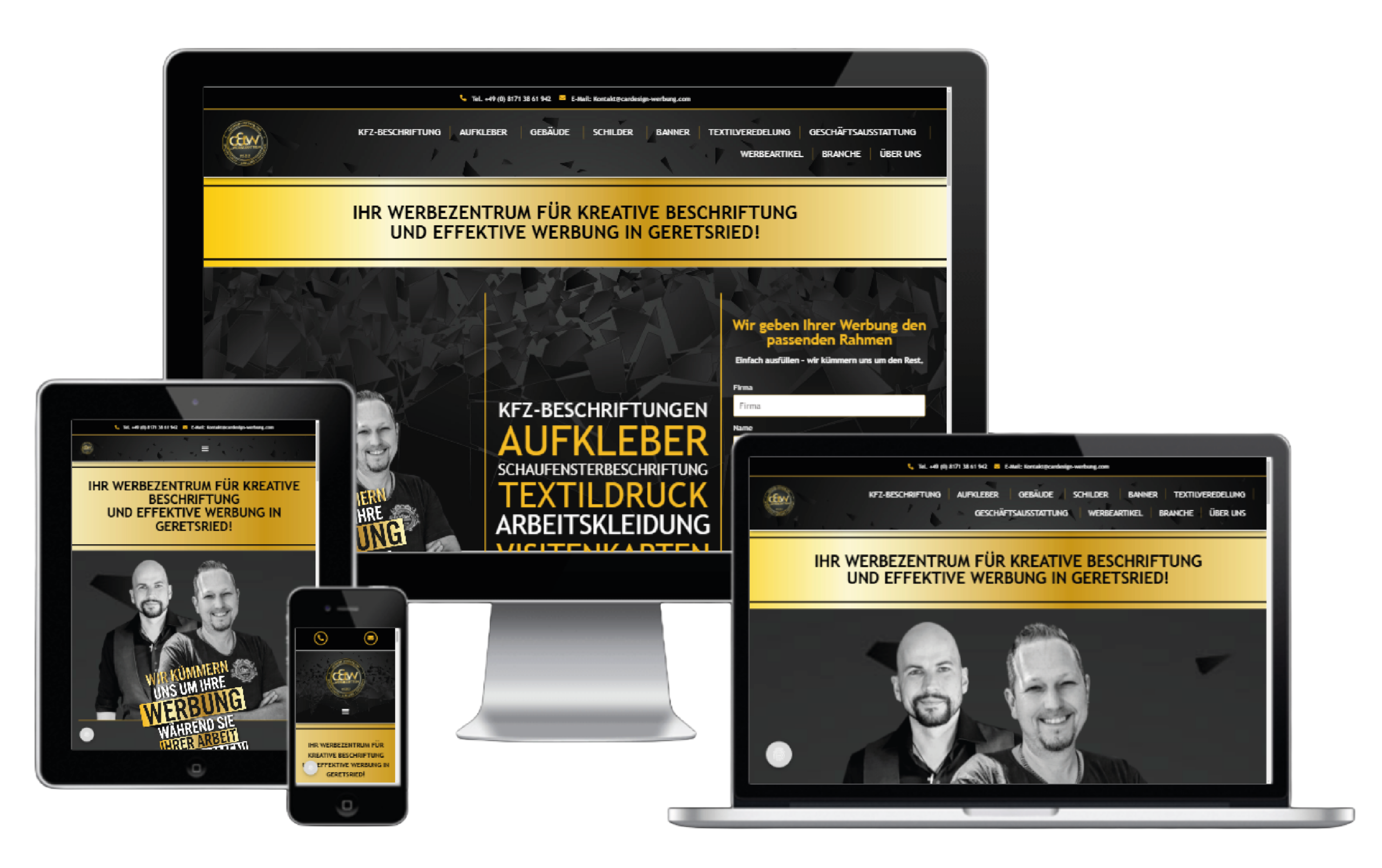 Screenshot der professionellen Website von c&w das Werbezentrum Geretsried, erstellt von Tränkl Consulting.